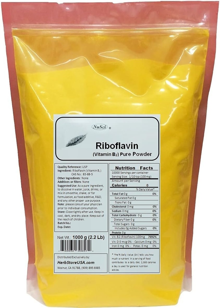 Vitamina B2 Riboflavina Pure Powder Energy (1000 gramas (2,2 lb))