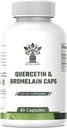 1000mg Quercetin, 200mg Complexo de Bromelaína - Suporte imunológico, Alergia sazonal e Suplemento de Saúde Respiratória - Vegan, Não-GMO, 60 Cápsulas