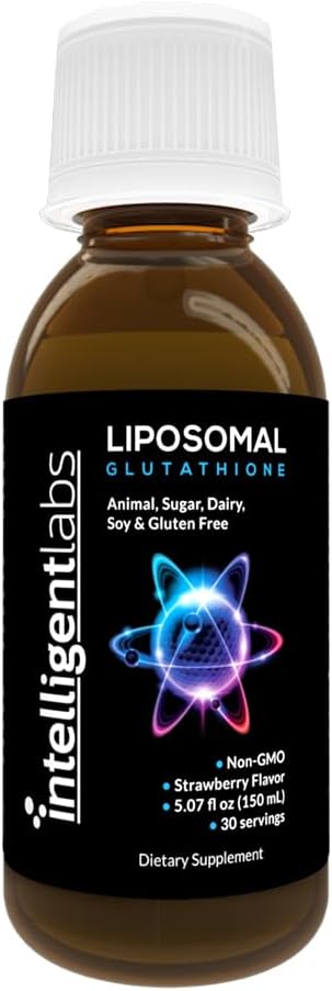 Intelligent Labs Glutationa lipossómica - Antioxidante altamente avançado, Setria reduzida, 500MG por serviço Suplemento líquido orgânico, 30 Servings