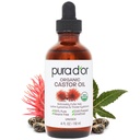 PURA D'OR 4 Oz ORGANIC Óleo de rícino - 100% Puro USDA Certified Cold Pressed, Hexane Free Eyelash & Serum Sobrancelha - Para Fuller, Thicker Lashes & Brows - Pele & Cabelo