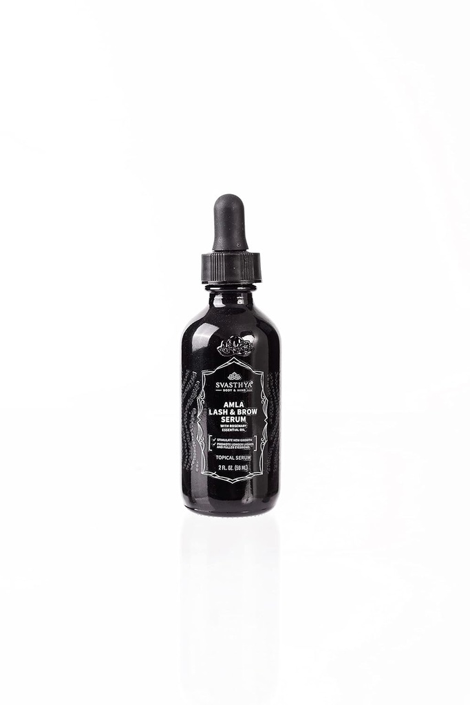 Svasthya Body & Mind Organic Amla Castor Oil - Frio prensado para crescimento de cílios e sobrancelha - Lash Serum para longos, pestanas mais grossas - Óleo de crescimento do cabelo com Amla para mais grosso, cabelo mais saudável