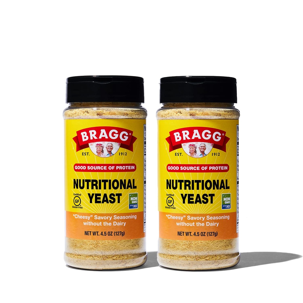 Bragg Premium Temperamento de Levedura Nutricional - Vegan, Sem glúten – Boa Fonte de Proteínas e Vitaminas – Nutritivo Saboroso Parmesão Queijo Substituto (original, 4,5 Onça (Pacote de 2))
