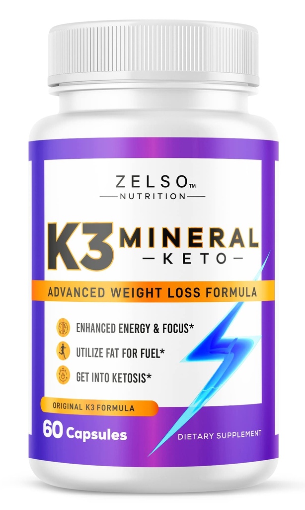 ZELSO K3 Pílulas de perda de peso mineral para mulheres e homens, K3 Pílulas minerais - K3 Sal Mineral, Vitamina + K3 Cápsulas Suplemento para Keto Perda de peso - 1 mês de fornecimento