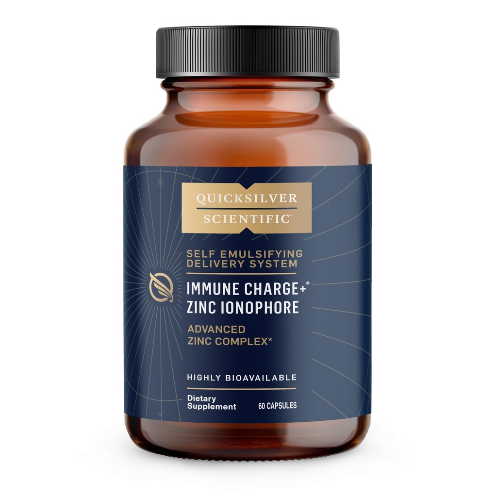 Quicksilver Scientific Imune Charge+ Zinc Ionophore - Zinc Supplement Complexed with Quercetin, Luteolin, Hesperetin Imune + Suporte GI (60 Cápsulas)