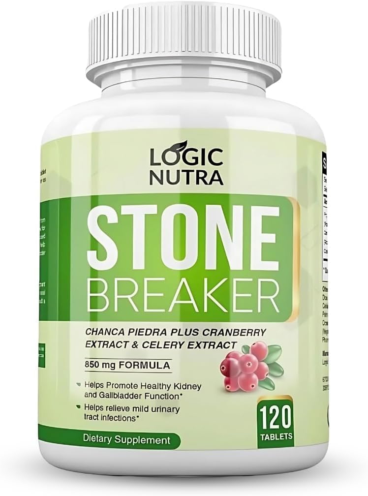 Chanca Piedra Kidney Stone Breaker 120 comprimidos 800 mg - Força máxima para vesícula biliar e limpeza urinária com Phyllantus Niruri, extrato de sementes de aipo e extrato de cranberry