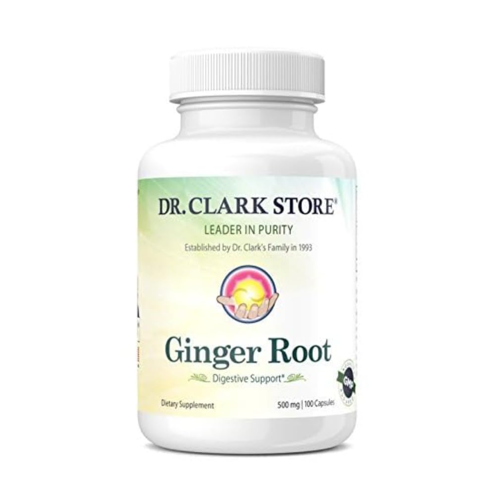 Dr. Clark Ginger Root Supplement - Suporte Digestivo - 500 mg 100 Cápsulas Gelatina
