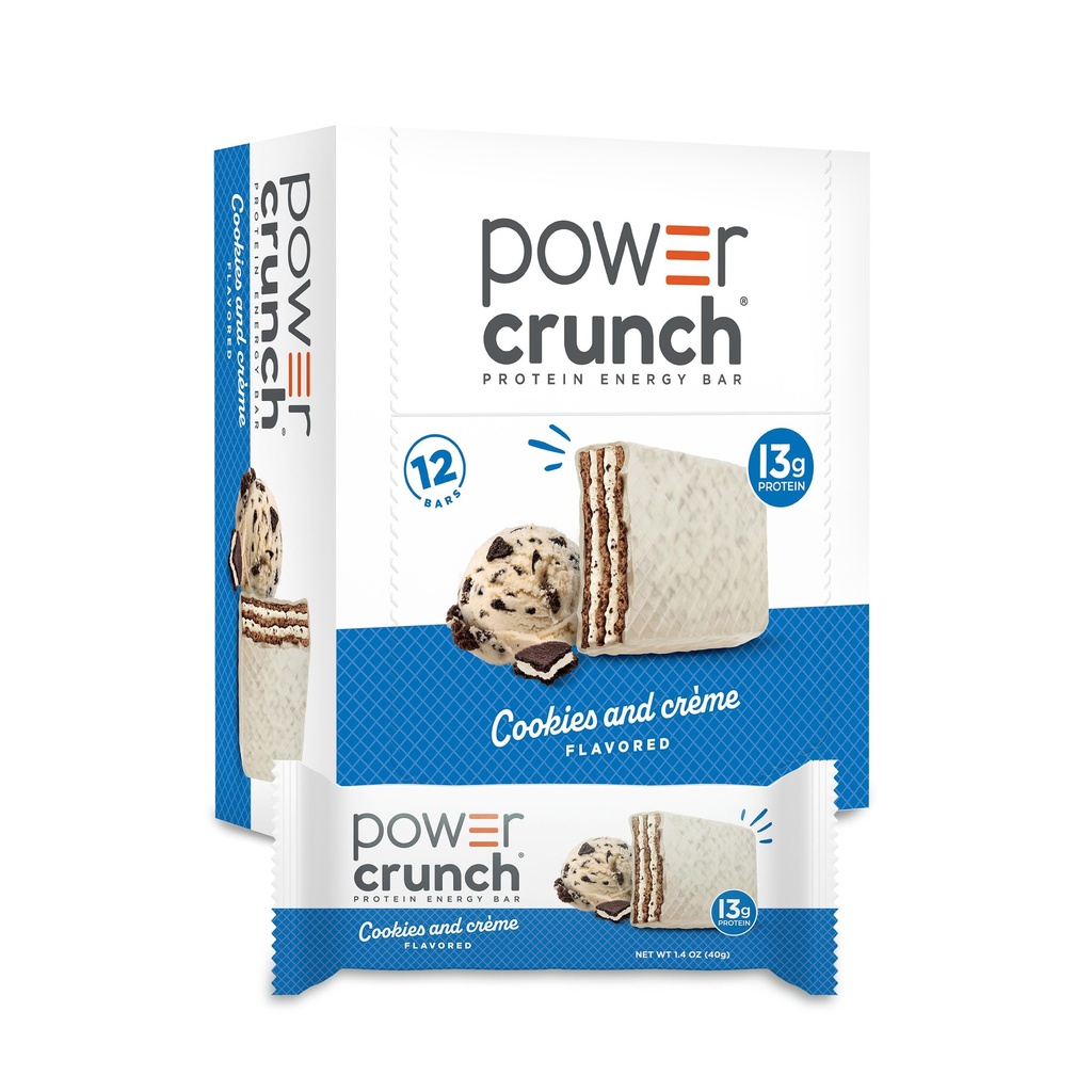 Barras de Proteínas de Crunch de Energia, Lanches de Alta Proteína com Gosto Delicioso, Cookies e Crème, 1.4 Ounce (12 Conde)
