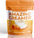 Superalimentos Empresa Creamer incrível com colagénio - Keto Creamer-Hyaluronic Acid & MCT Oil - Brain Boost & Curbs Cravings - Suporta pele saudável & cabelo - Diet-Friendy [30 Servings] [Carmel salgado]