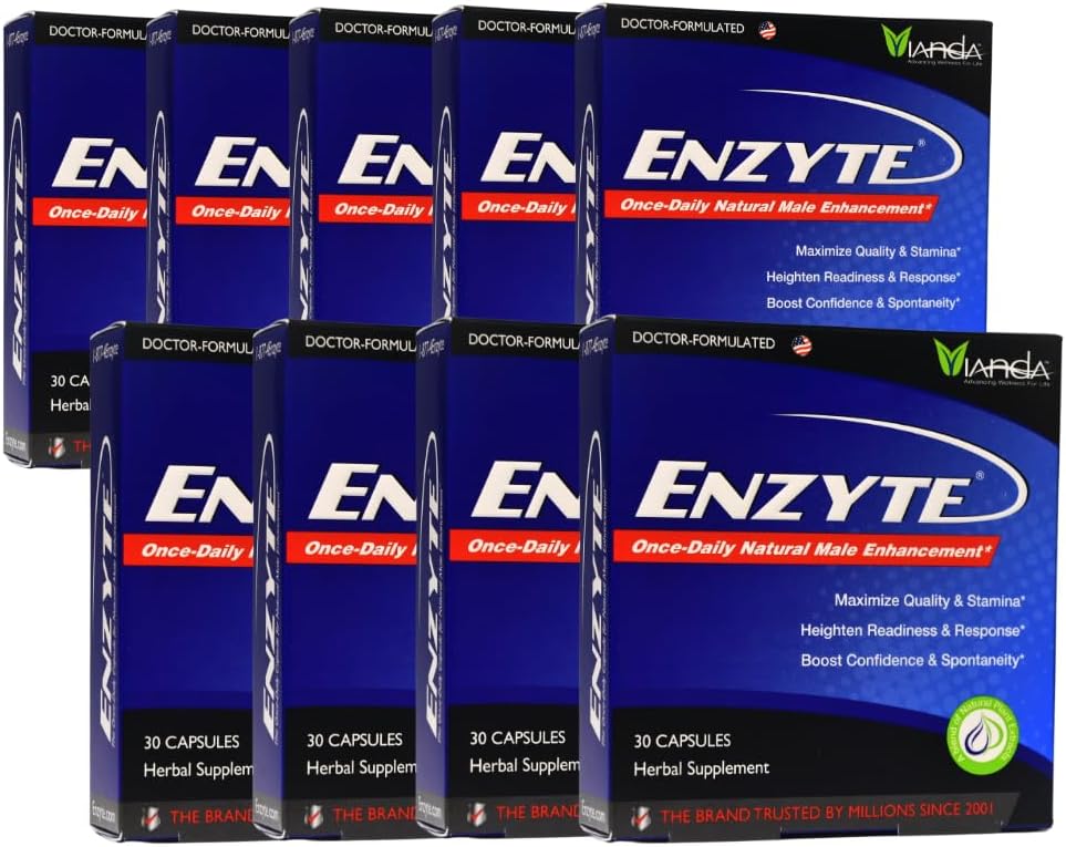 Enzyte® Conjunto de Enhancement Natural Masculino para Qualidade e Estamina com Ginseng Asiático, Ginkgo Biloba, Extrato de Sementes de Uva, Erva Horny Goat - pacote 9