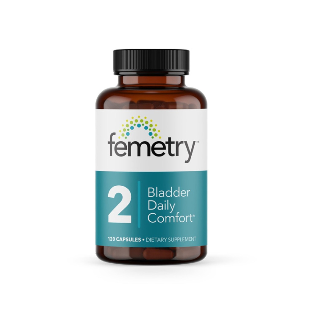 Femetry Bladder Daily Comfort - Acalma a Irritação - Suporta a Resposta Saudável à Histamina - Promove a Saúde da Cama - Cistite Intersticial - 120 Cápsulas