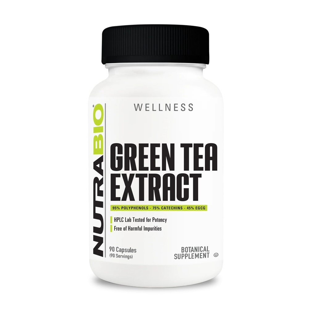 Extrato de chá verde NutraBio, adiciona benefícios antioxidantes e ajuda a saúde geral e bem-estar, 500mg - 90 Cápsulas