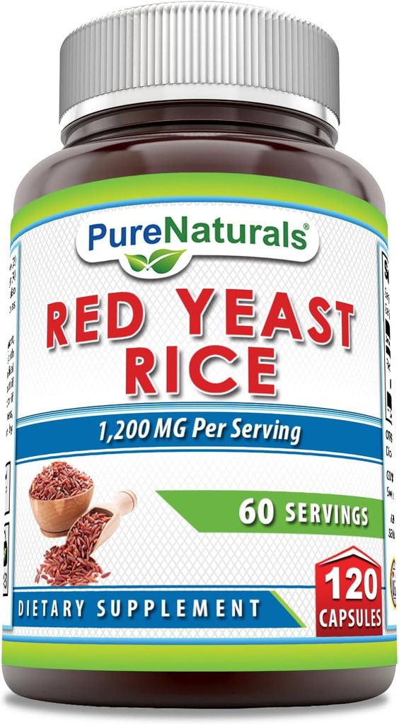 Puro Naturals Red Levedura Arroz 1200 Mg por Serving, 120 Cápsulas Suplemento Não-GMO □ Gluten Free □ Made in USA
