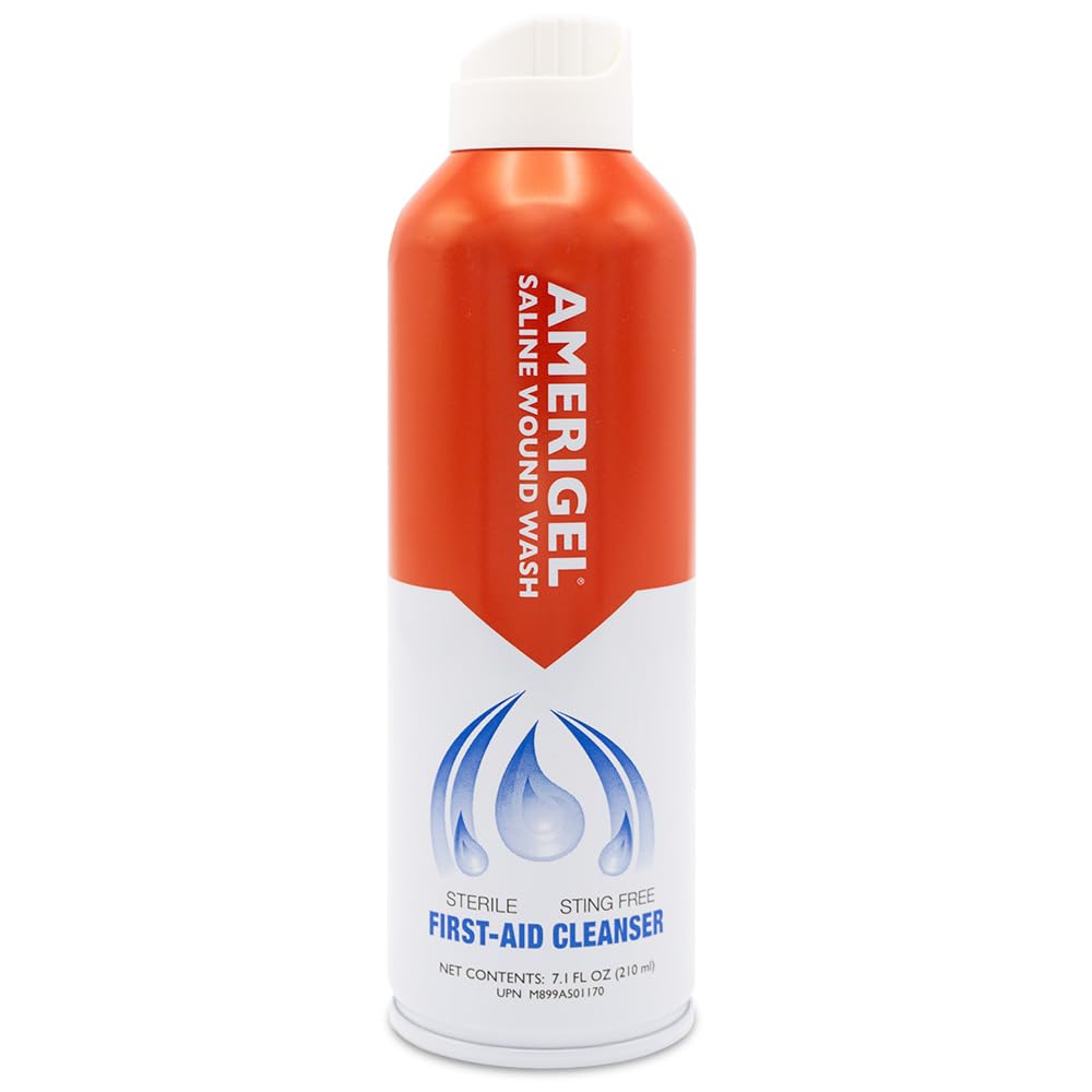 AMERIGEL - Lavagem de feridas salinas - Solução de limpeza de primeiros socorros - Cuidados avançados de pele e feridas - 7,1 Oz.