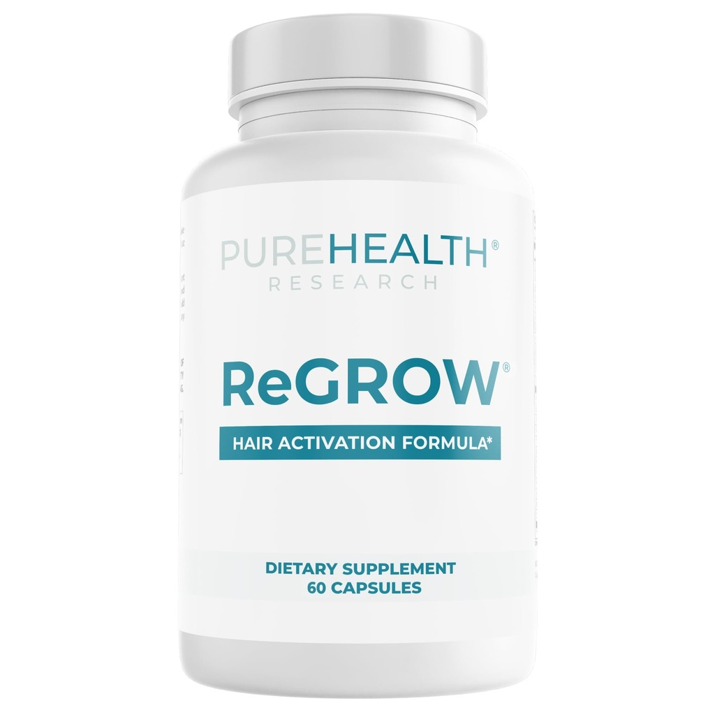 PUREHEALTH INVESTIGAÇÃO Recrescer - Vitaminas de crescimento do cabelo - com serra Palmetto, Biotina, Colágeno, Zinco, Ferro, Iodo, Selênio e Mais - Suplementos de cabelo para Mulheres e Homens - 60 Cápsulas