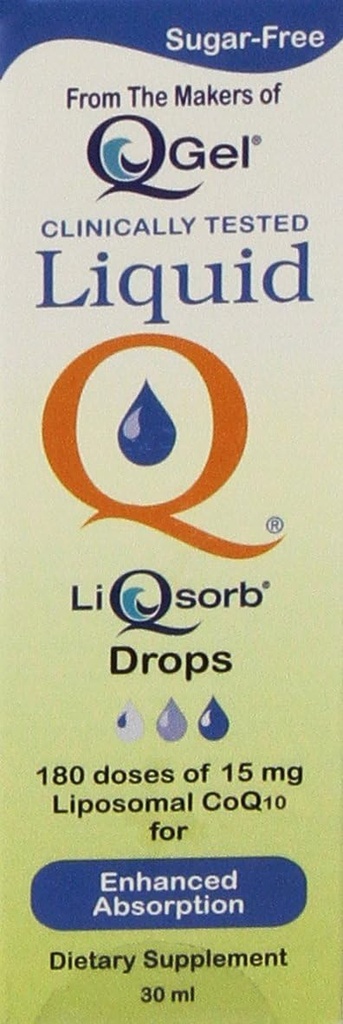 Líquido Q® LiQsorb® Lipossômico CoQ10 gotas (não aromatizado, sem açúcar, não OGM) 30ml