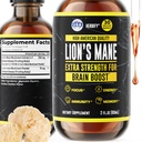 Herbify Lions Mane Supplement - Suplemento diário de cogumelos para memória, foco e claridade - Brain Booster - Lions Mane Tincture para apoio imunológico - 2 Fl oz