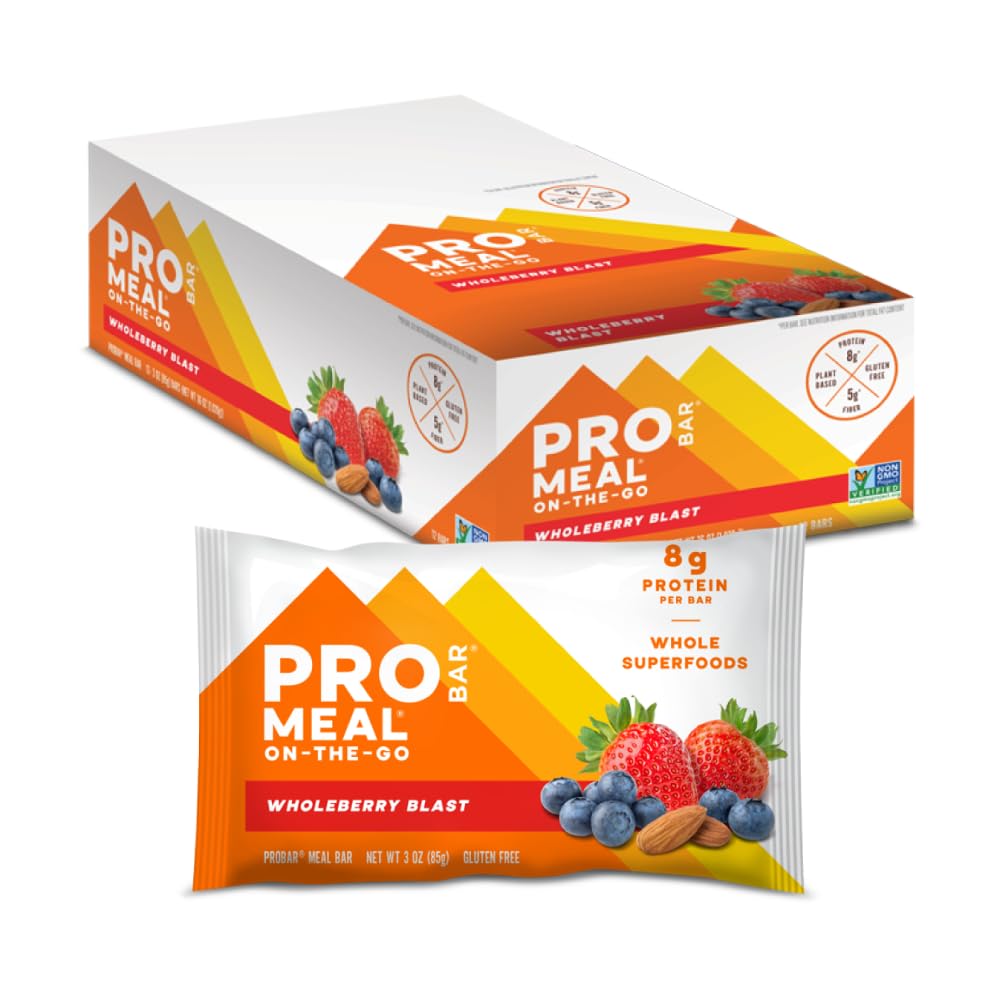 PROBAR - Barra de farinha, Blast de frutas integral, Não-GMO, Sem glúten, Saudável, Baseada em Plantas, Ingredientes integrais, Energia Natural (12 Conde)