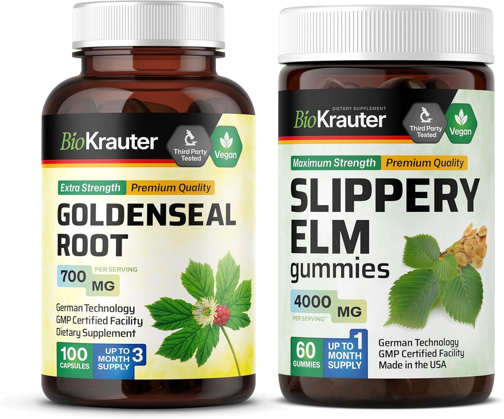 BIO KRAUTER Goldenseal 100 Cápsulas e Chinelos Elm 60 Gummies