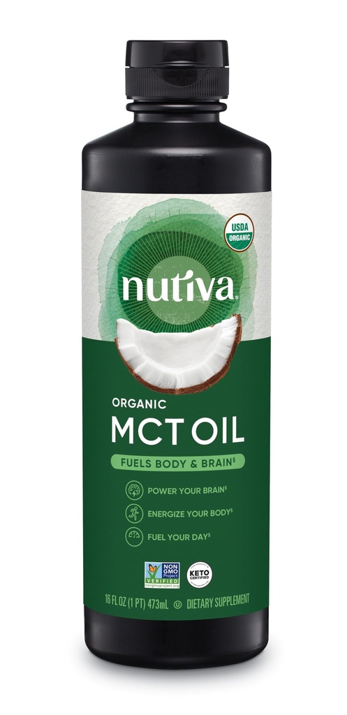 MCT Orgânico Nutiva Óleo, Kosher, Keto Friendly, USDA Certified Organic, Non-GMO, 16 Onça Fluída (Pack of 1)