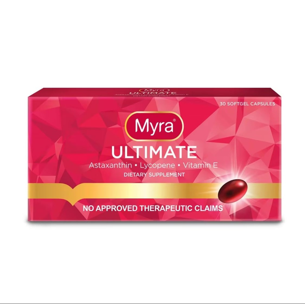 Myra Ultimate com Astaxantina, Licopeno e Vitamina E, 30 Cápsulas Softgel