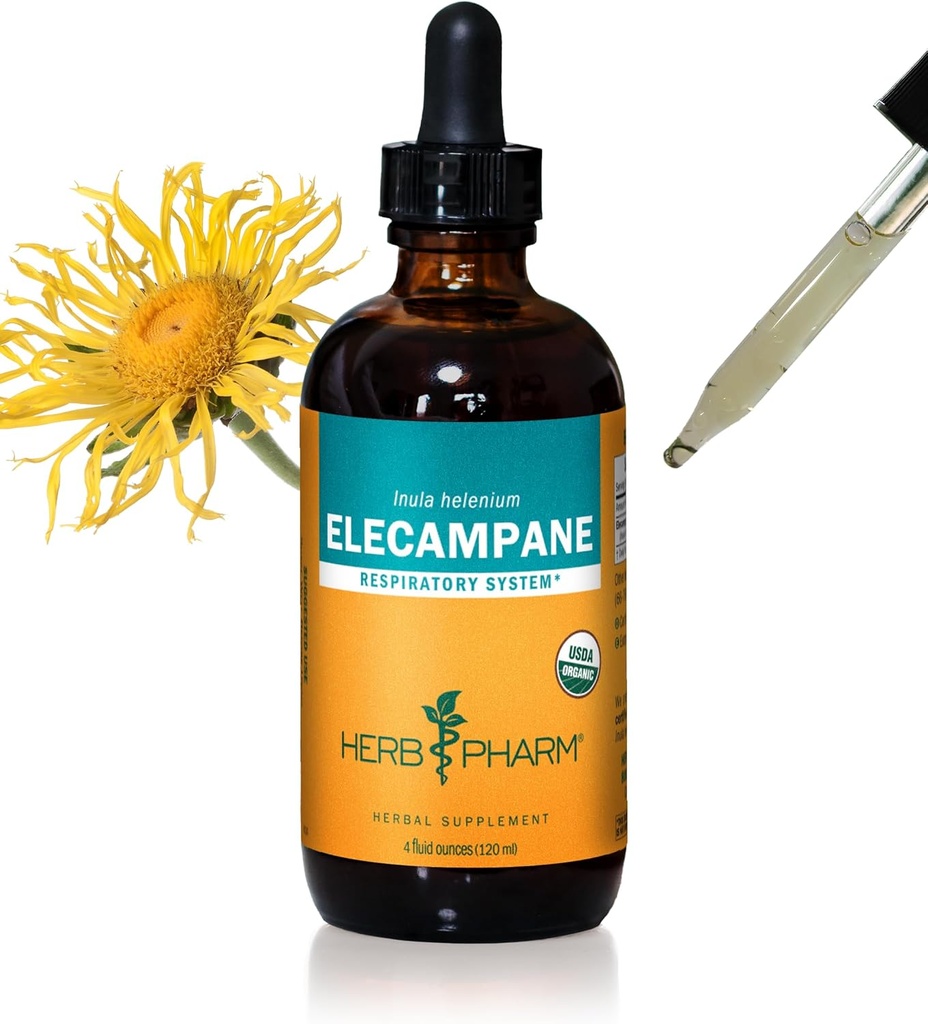 Herb Pharm certificado Elecampane extrato líquido para suporte do sistema respiratório - 4 onça