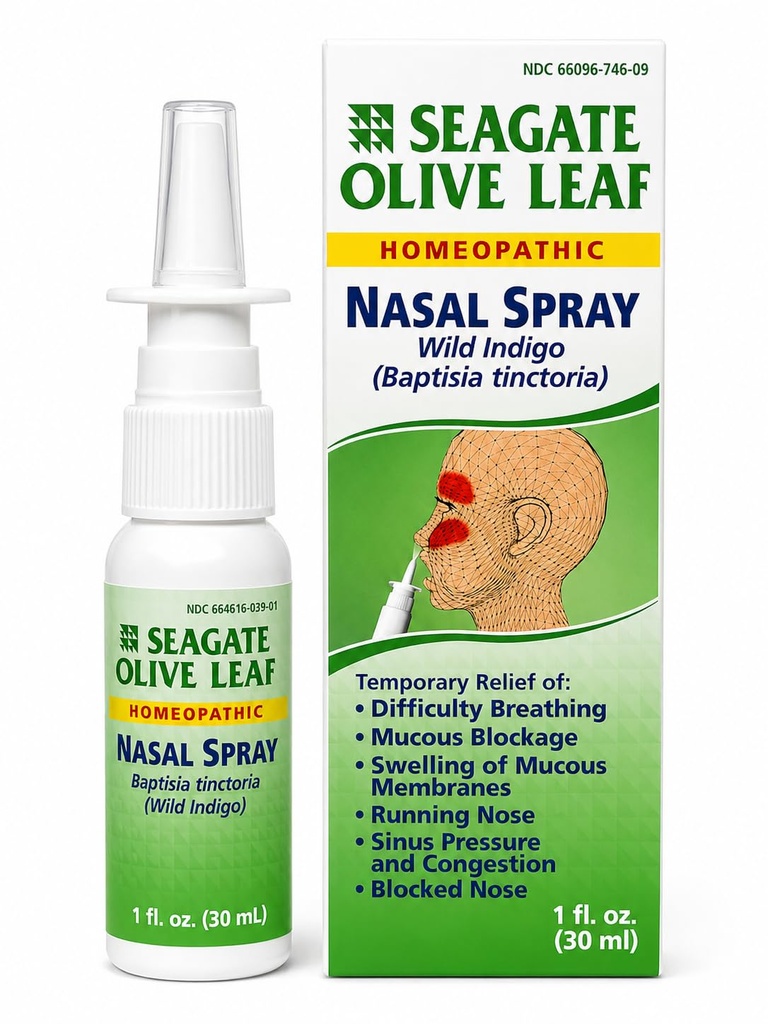 Produtos Seagate Olive Leaf homeopático Spray nasal (Pacote de 1) 1 onça