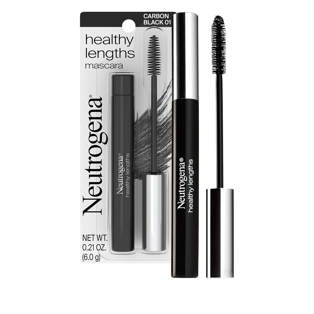 Neutrogena Comprimentos Saudáveis Máscara - com Vitamina E & Azeite, Alongamento Fórmula Estenda o olhar de seus pestanas até 100% sem Declive, Flaking ou Smudding, Carbon Black 0.21 oz