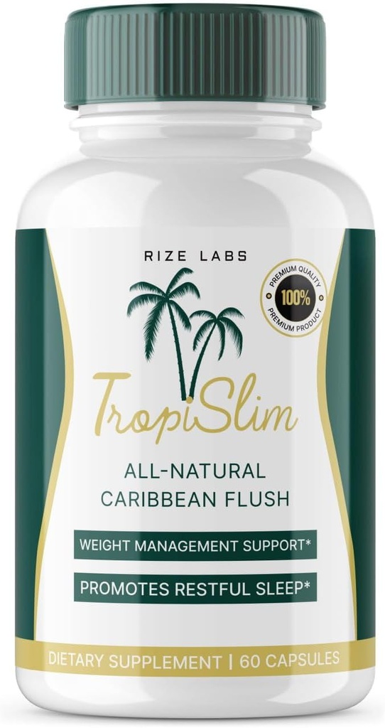 Rize labs - Tropislim All Natural Caribbean Flush, Suplemento de perda de peso, Cápsulas de emagrecimento para mulheres, Estilo de vida saudável + Fisique Leaner (60 Cápsulas)