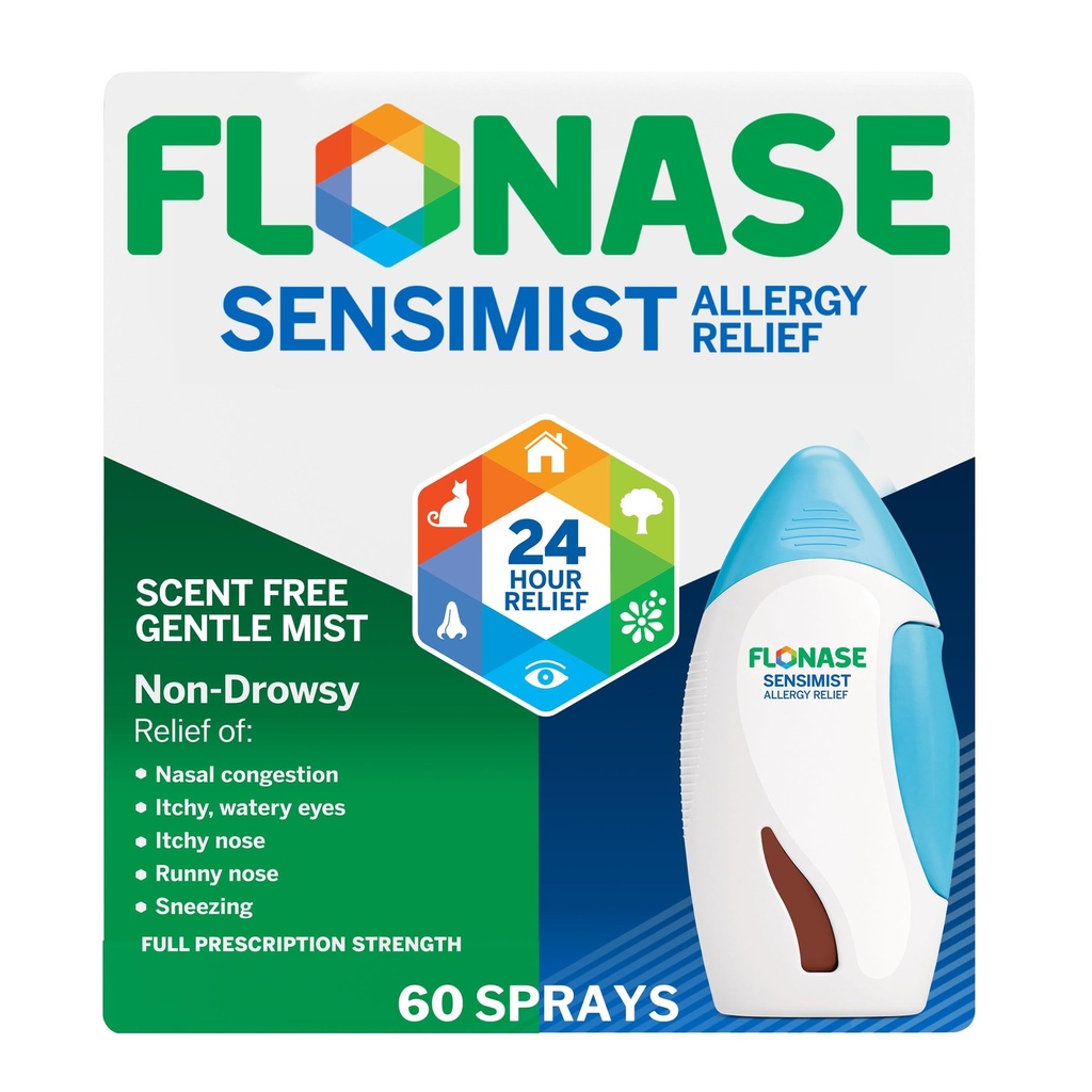Fluonase Sensimist Alergia Alívio Pulverização nasal para Não-Drowsy, 24 horas Multi-Symptom Alergia Alívio – 60 Sprays
