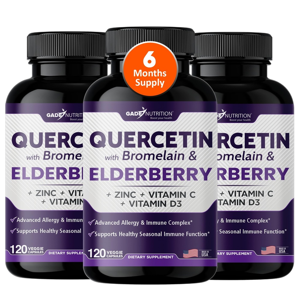 Gade Nutrition Quercetin com Bromelain & Elderberry . Quercetin com Vitamina C e Zinco . Zinc Quercetin 500mg com Vitamina D3 .
