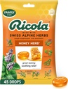 Ricola Honey Herb Cough Drops, 45 Conde, Fair Trade Honey & Natural Mentol Cough Supressor & Garganta Aliviando Drops, Grande alívio de prova para tosse e sintomas de irritação da garganta