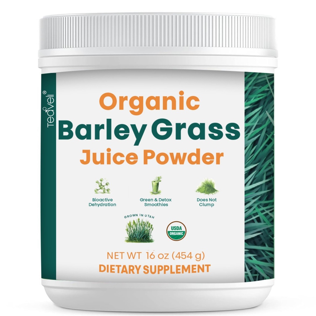 Cháveli suco de grama de cevada orgânica em pó- cultivado e colhido no Fertile Utah Solo - 16 Ounces (454 gramas)