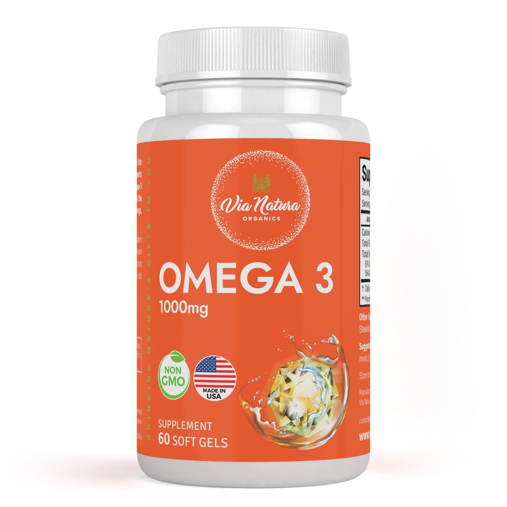 Ómega 3 1000mg óleo de peixe , ácidos gordos , EPA e DHA , Não-GMO , 60 Softgels