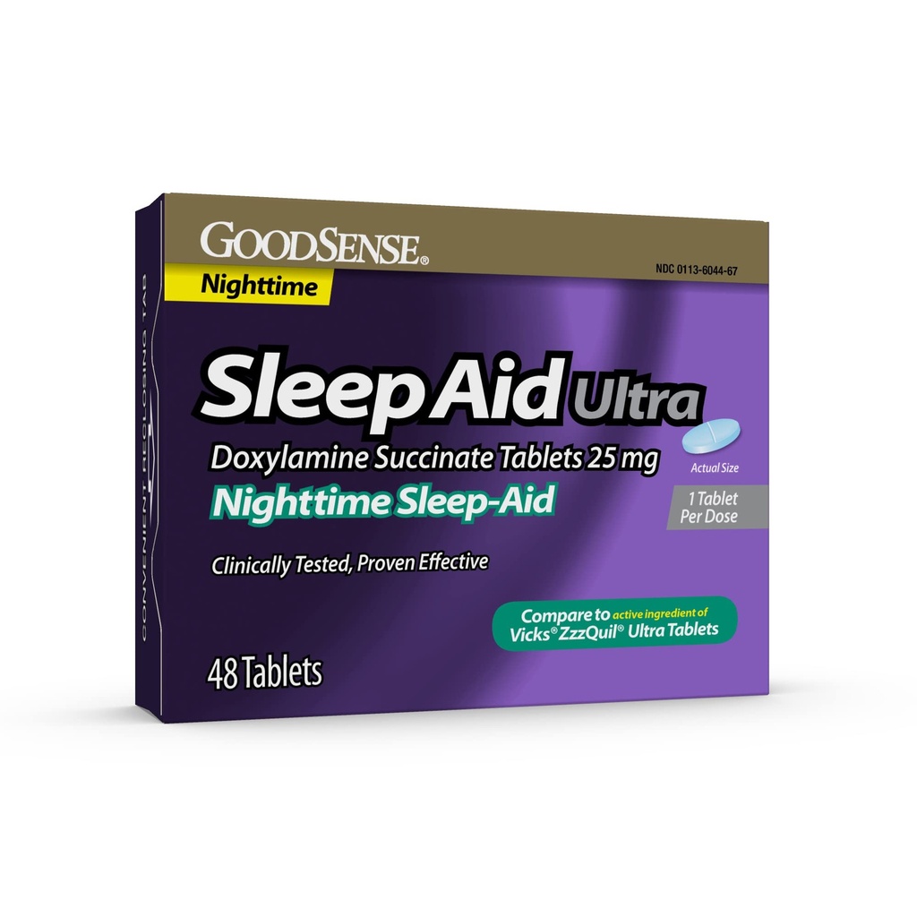 GoodSense Nighttime Sleep-Aid Ultra Tablets, Doxilamina succinate 25 mg, 48 Count