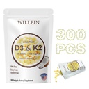 300 Pcs 2 em 1 Vitamina D3 10000 iu Plus K2 (MK-7) 200 mcg, Óleo de coco Softgels com vitaminas D & K, Suporta Saúde Óssea, Coração e Imune - Fácil de engolir e não-GMO