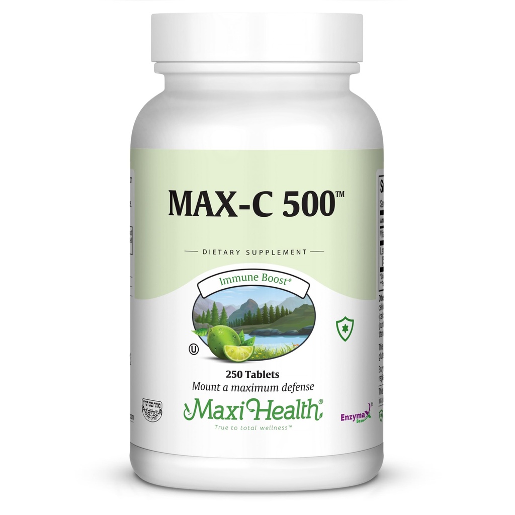 Maxi Health MAX C 500 mg - Vitamina C - Complexo de Bioflavonóides Lemon - 250 comprimidos