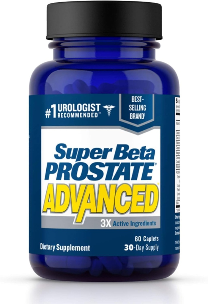 Super Beta Prostate Advanced Prostate Supplement for Men – Reduzir viagens de banho, promover o sono, apoiar a saúde urinária e esvaziamento de bexiga. Beta Sitosterol não viu Palmetto. (60 Caplets, 1-Bottle)