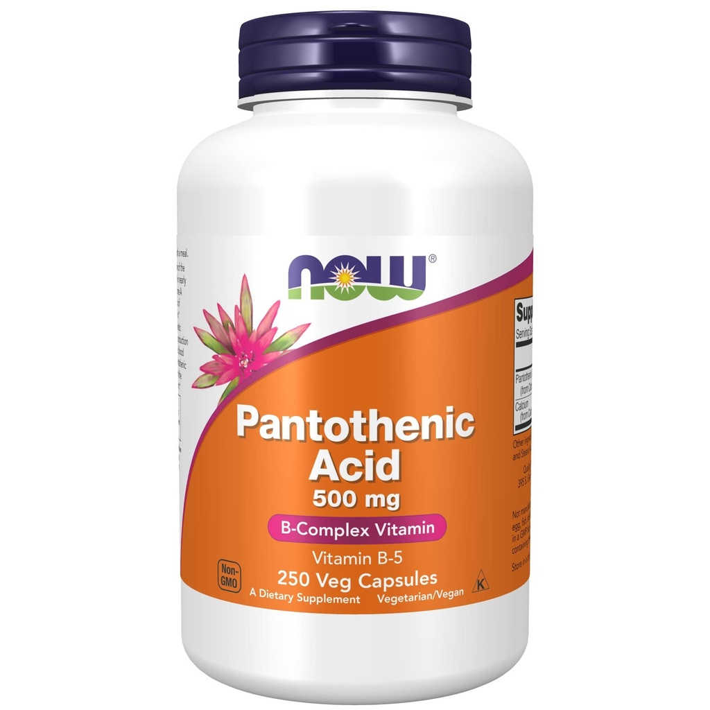AGORA suplementos alimentares, ácido pantoténico (vitamina B-5) 500 mg, vitamina complexo B, 250 cápsulas