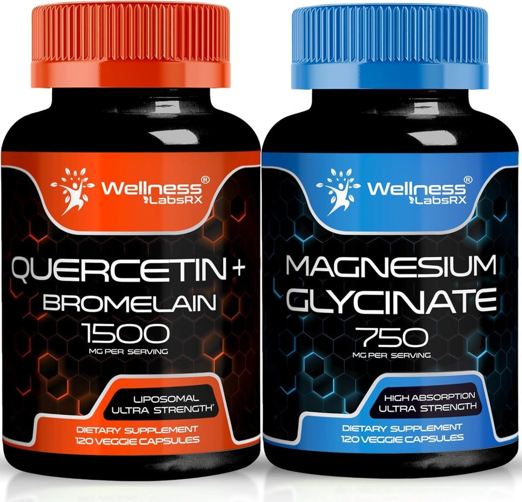 BELLNESS LABSRX Quercetin com cápsulas de glicinato de magnésio