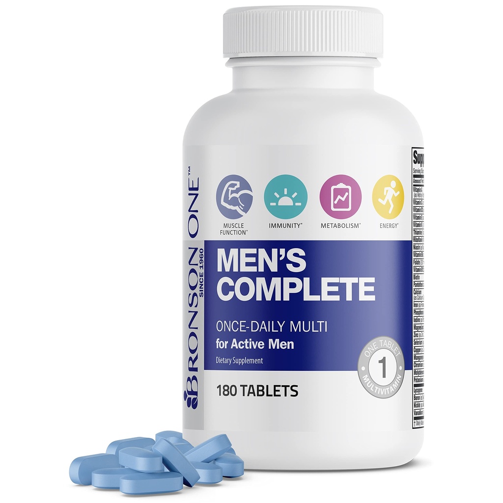 Bronson ONE Multimineral Multimineral Multi-Daily completo masculino diário para homens ativos, 180 comprimidos