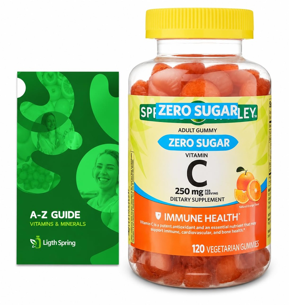 Zero Açúcar Vitamina C Gummies Suplemento dietético, 250 mg, 120 Ct Pacote com Vitaminas e Minerais exclusivos - A a Z - Guia Melhor Ligth & Primavera