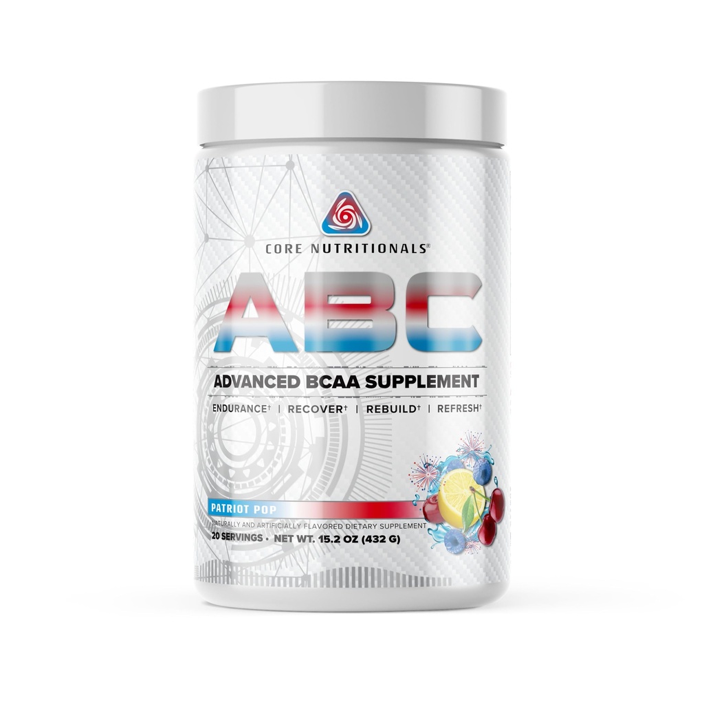 Núcleo Nutricionals ABC Advanced BCAA Supplement □ Amino Acid Recovery Misturar com Glutamina, Beta Alanine, Citrulina Malate □ 20 Servings (Patriot Pop)