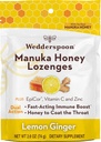 Wedderspoon Manuka Honey Immunity Lozenges, Lemon Ginger, 2.6 Oz (Pack of 1), Genuine New Zealand Honey, Boost Immunity Dentro de duas horas