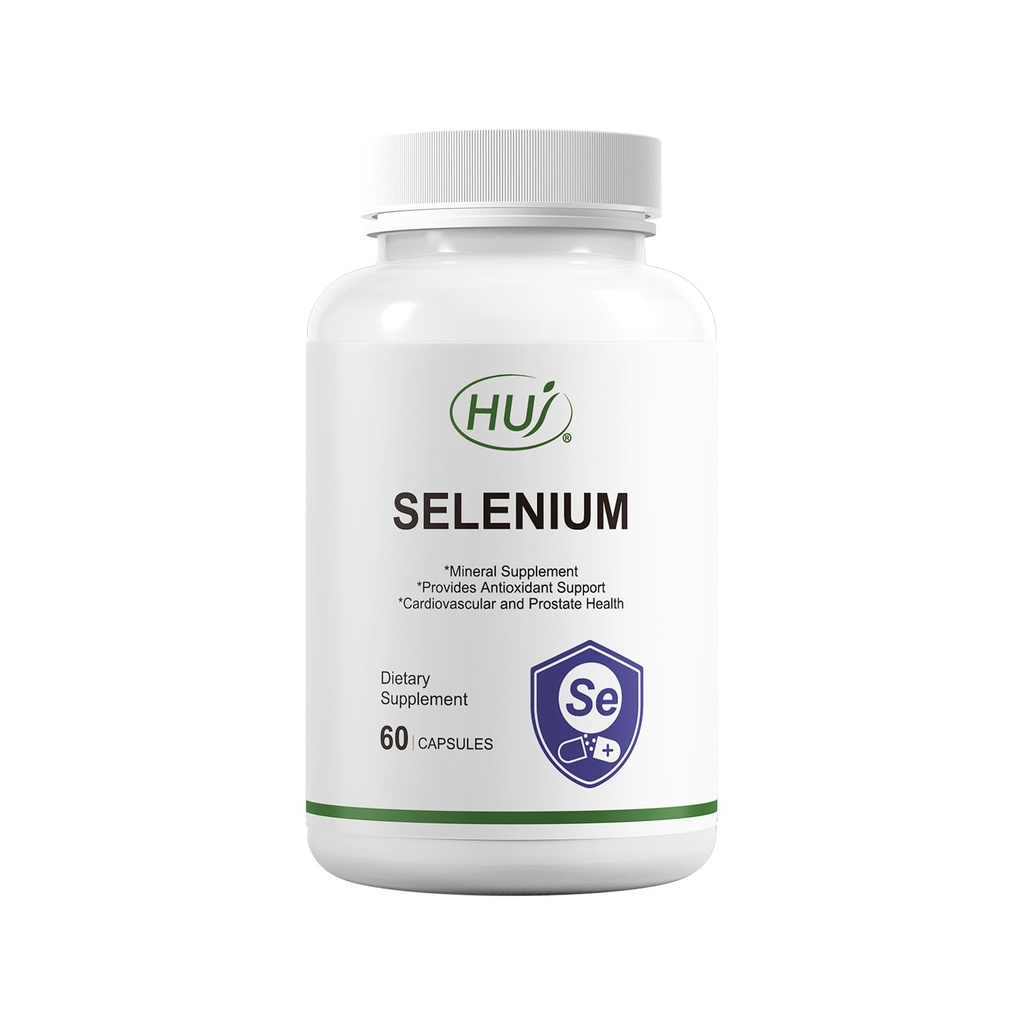Suplemento de selênio HUJ, 60 Cápsulas, Suporte antioxidante, Suplemento mineral