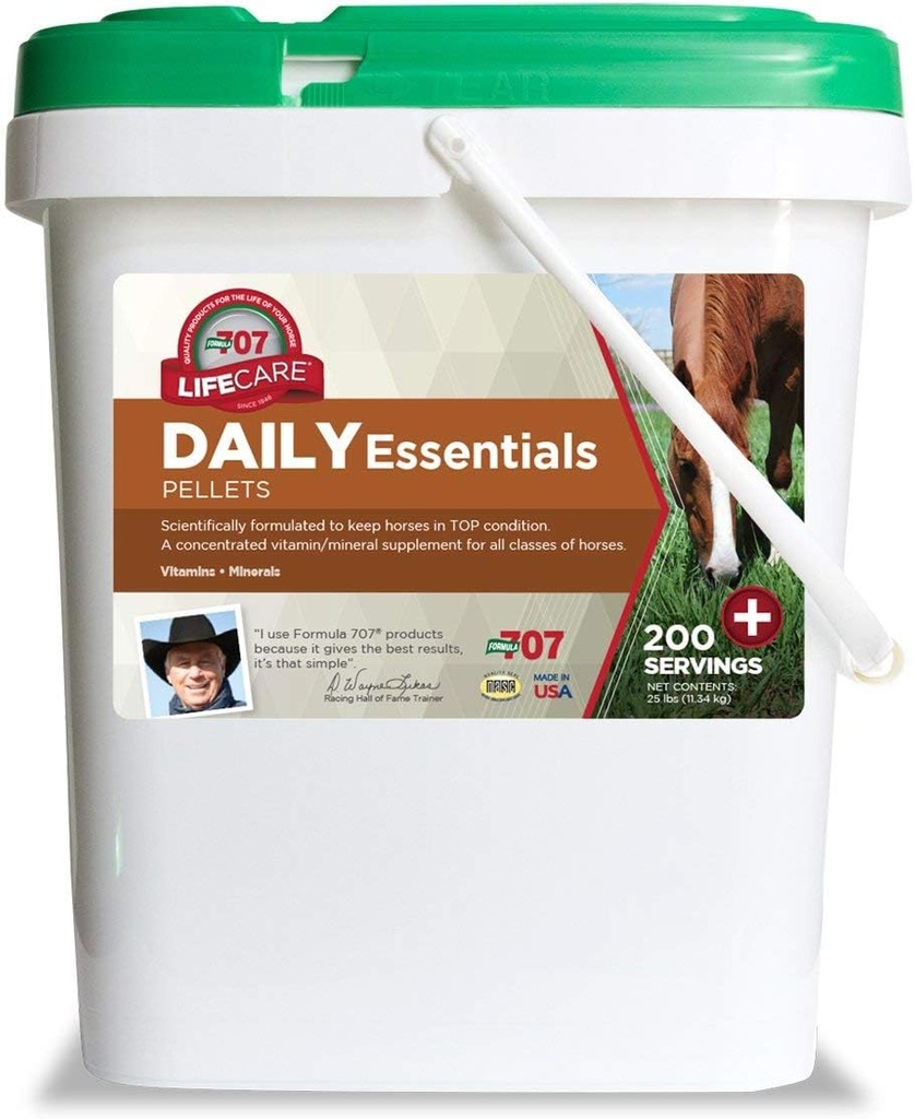 Fórmula 707 Essenciais Diários Suplemento de Equino, Bucket 25lb – Vitaminas e Minerais Completos para Saúde Superior e Condição em Cavalos