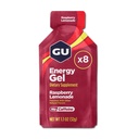 GU Energia Original Esportes Nutrição Energia Gel, 8-Count, Vegan, Gluten-Free, Kosher, e Dairy-Free On-The-Go Energia para qualquer treino, Limonada de framboesa