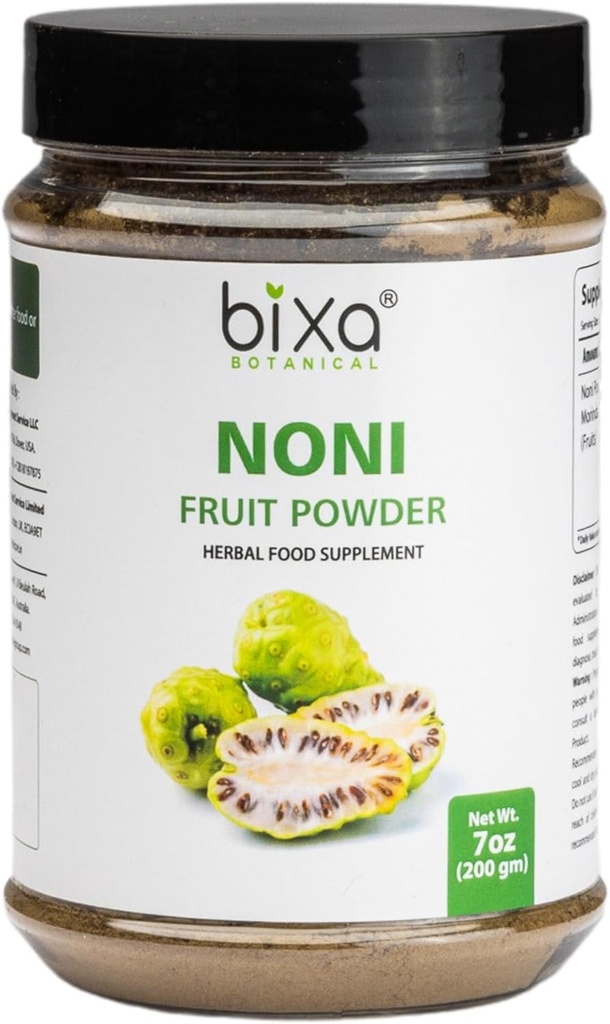 bixa BOTÂNICA Suplemento de ervas naturais ayurvédicas Noni Powder Pure Authentic Premium Quality (Morinda Citrifolia) 7 Oz / 200g
