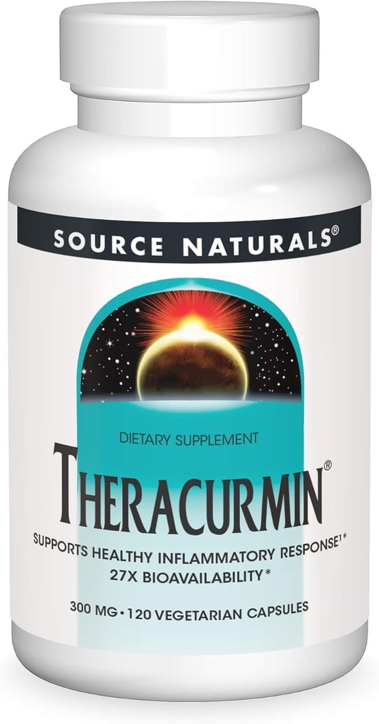 Fonte Naturals Theracurmin, Suporta Resposta Inflamatória Saudável*, 300 mg - 120 Cápsulas Vegetarianas