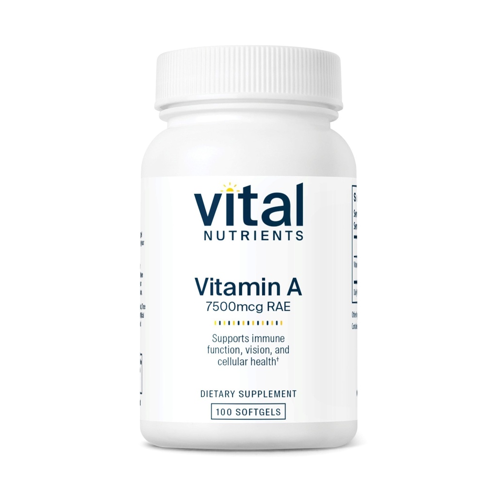 Nutrientes Vitamina A 7500mcg RAE □ Suplemento de vitamina A para a função imunitária, visão, pele e saúde celular