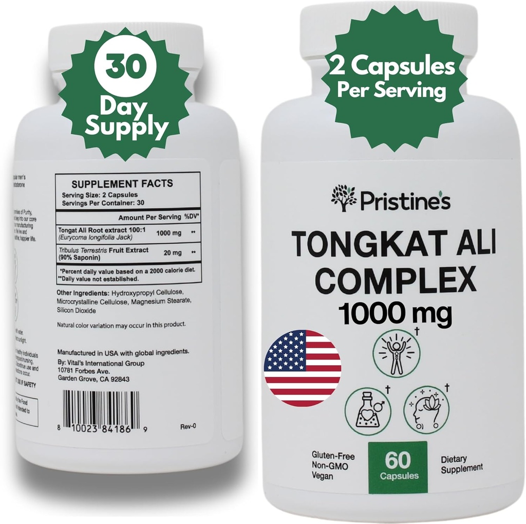 Tongkat Ali 1000MG Extract Supply - 30 Day Supply - Suporte de Desempenho Atlético - Afrodisíaco Natural, Testosterona e Suporte de Imunidade - Potent Antioxidant Benefícios